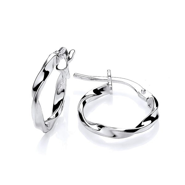 STERLING SILVER 14MM TWIST HOOP EARRINGS