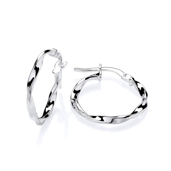 STERLING SILVER 19MM TWIST HOOP EARRINGS