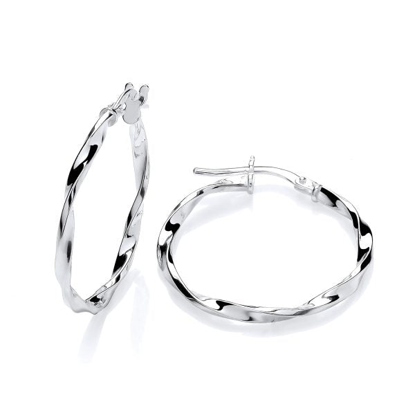 STERLING SILVER 24MM TWIST HOOP EARRINGS
