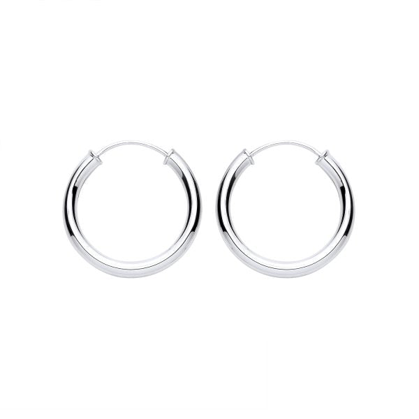 STERLING SILVER 25MM CAPPED SLEEPER HOOP EARRINGS