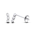 STERLING SILVER TRIPLE CZ DROP STUD EARRINGS