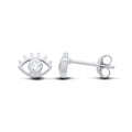 STERLING SILVER CZ EVIL EYE STUD EARRINGS
