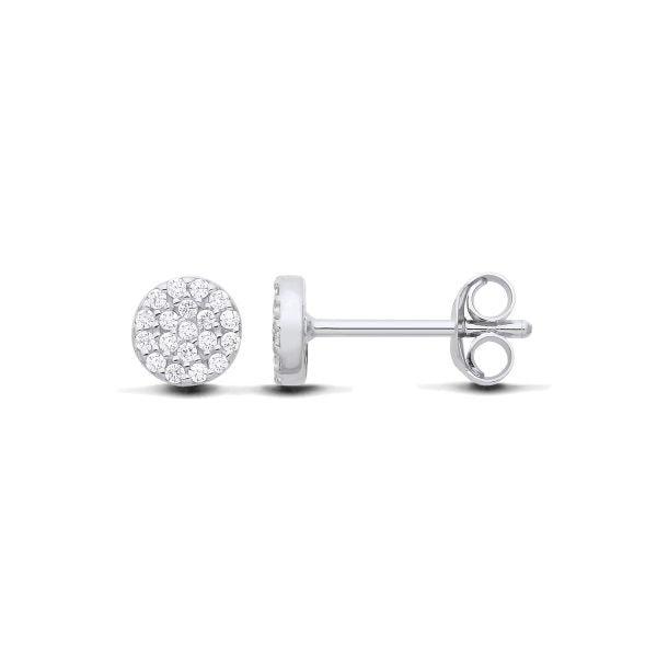 STERLING SILVER CZ CLUSTER STUD EARRINGS