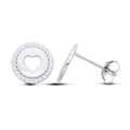 STERLING SILVER CZ CUT OUT HEART STUD EARRINGS