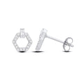 STERLING SILVER CZ HEXAGON STUD EARRINGS