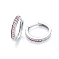 STERLING SILVER RHODIUM PLATED PINK CZ HUGGIE EARRINGS
