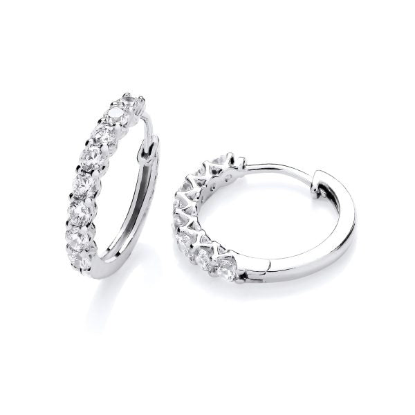 STERLING SILVER 18MM CZ HOOP EARRINGS