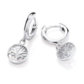 STERLING SILVER CZ TREE OF LIFE DROP EARRINGS