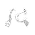 STERLING SILVER CZ PADLOCK DROP STUD EARRINGS