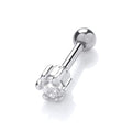 STERLING SILVER RHODIUM PLATED CZ HELIX CARTILAGE STUD EARRING