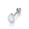STERLING SILVER RHODIUM PLATED TEARDROP CZ HELIX CARTILAGE STUD EARRING