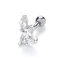 STERLING SILVER RHODIUM PLATED MARQUISE CZ HELIX CARTILAGE STUD EARRING
