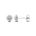 STERLING SILVER NATURAL DIAMOND CLUSTER STUD EARRINGS