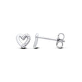 STERLING SILVER NATURAL DIAMOND HEART STUD EARRINGS