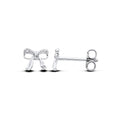 STERLING SILVER NATURAL DIAMOND BOW RIBBON STUD EARRINGS