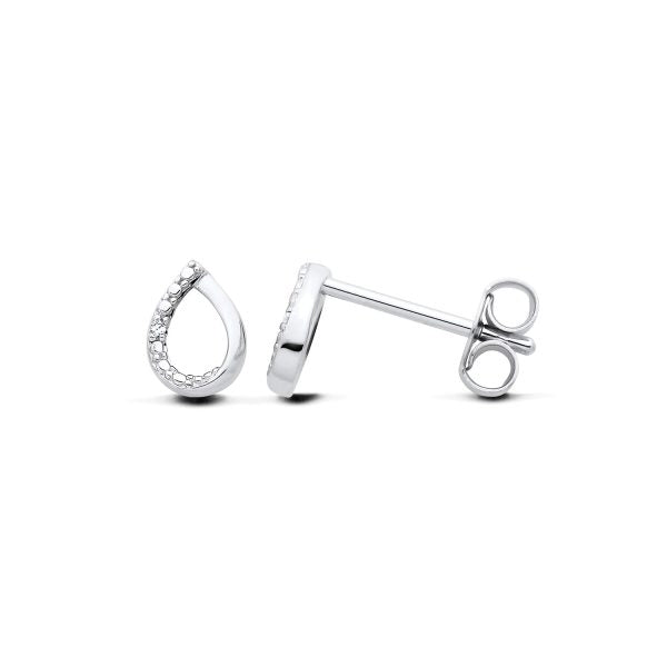 STERLING SILVER NATURAL DIAMOND TEARDROP STUD EARRINGS