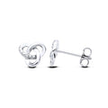 STERLING SILVER NATURAL DIAMOND TREFOIL STUD EARRINGS