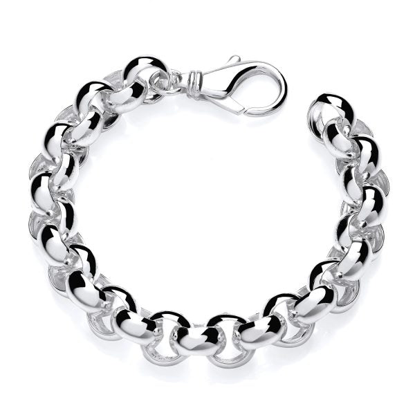 STERLING SILVER GENTS CHUNKY HEAVY PLAIN BELCHER BRACELET