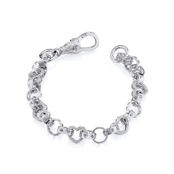 STERLING SILVER HEART BELCHER CHILD’S BRACELET 6.5 INCH