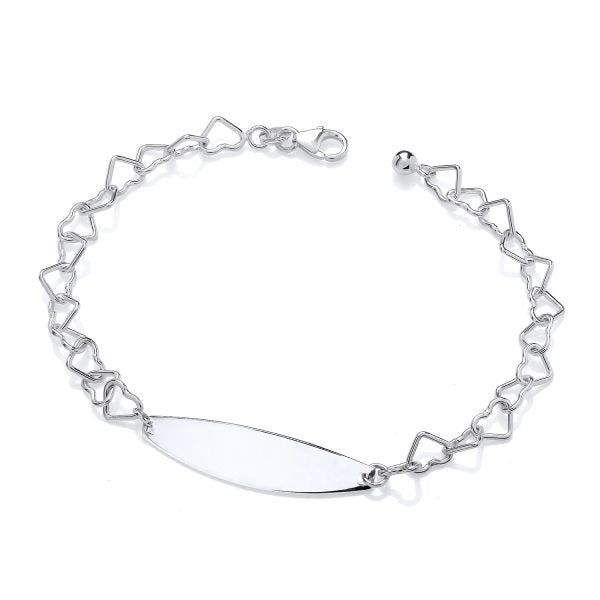 STERLING SILVER LADIES ID HEART BRACELET