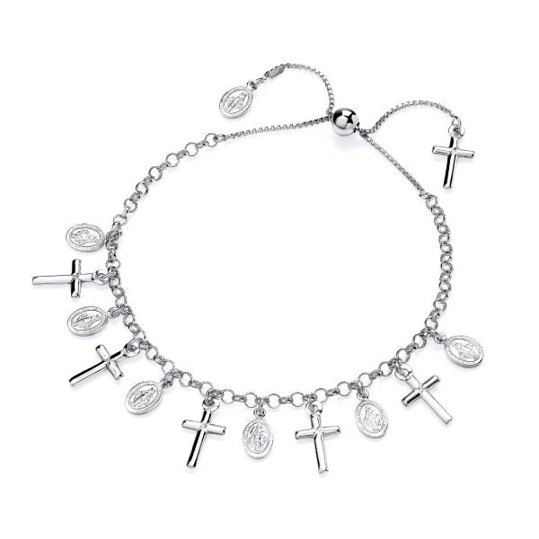 STERLING SILVER ROSARY BEAD PULL STYLE BRACELET