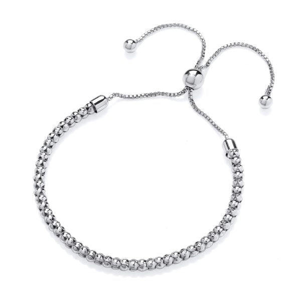 STERLING SILVER BEADED PULL STYLE BRACELET
