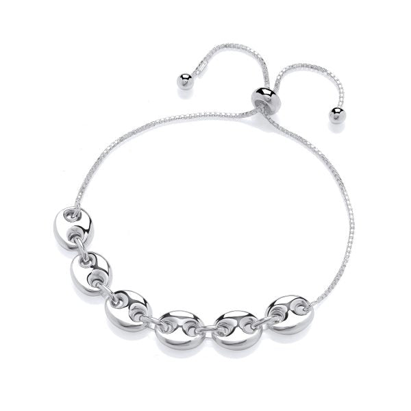 STERLING SILVER ADJUSTABLE MARINER PULL STYLE BRACELET