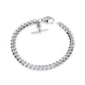 STERLING SILVER LADIES CURB T BAR BRACELET