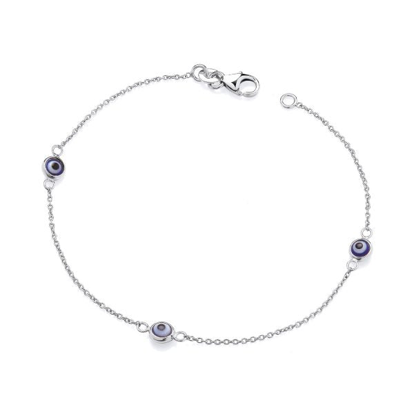 STERLING SILVER EVIL EYE LADIES BRACELET