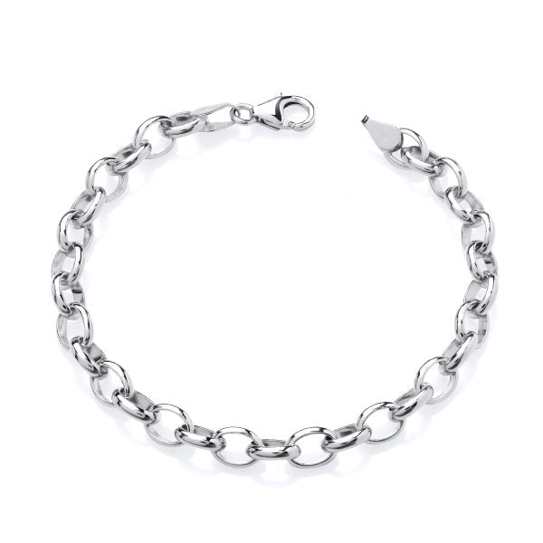 STERLING SILVER LADIES OVAL BELCHER BRACELET