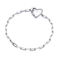 STERLING SILVER LADIES PAPERCLIP BRACELET – HEART CLASP
