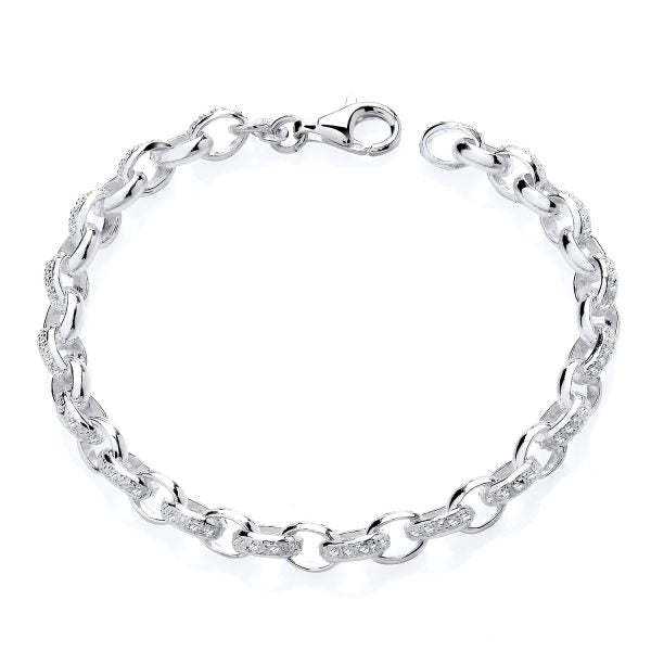 STERLING SILVER CZ BELCHER BRACELET – 7.5 INCH