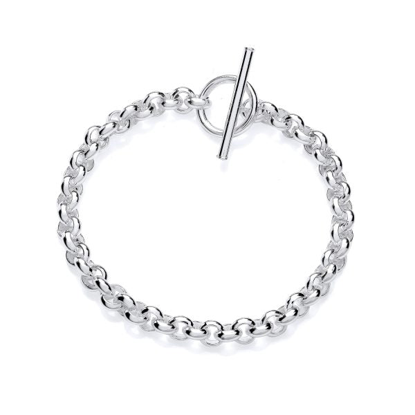 STERLING SILVER HEAVY T BAR BELCHER BRACELET – 7.5 INCH