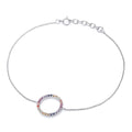 STERLING SILVER RAINBOW CZ CIRCLE BRACELET – 6.75   1.25 INCH