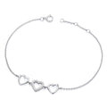 STERLING SILVER CZ TRIPLE HEART BRACELET