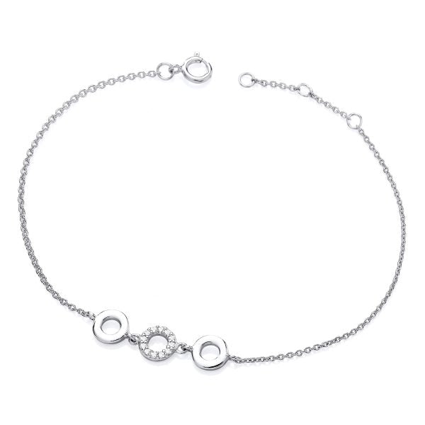 STERLING SILVER CZ TRIPLE CIRCLE BRACELET