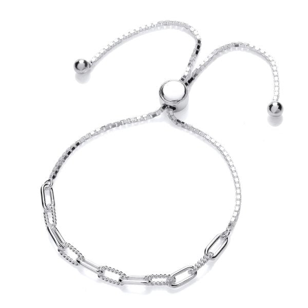 STERLING SILVER ADJUSTABLE PAPERCLIP BRACELET
