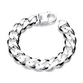 STERLING SILVER 15MM GENTS CURB BRACELET