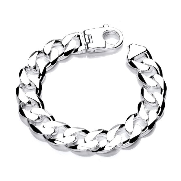 STERLING SILVER 15MM GENTS CURB BRACELET