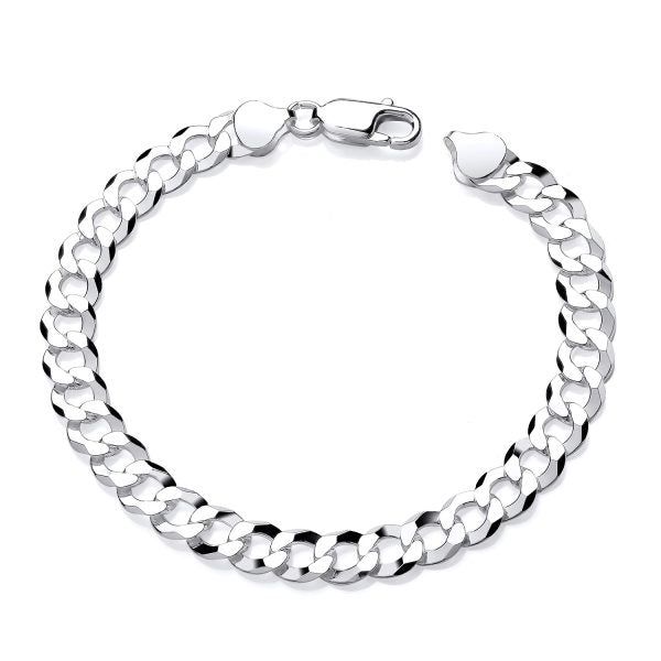 STERLING SILVER 8MM GENTS CURB BRACELET