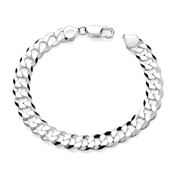 STERLING SILVER 8.75MM GENTS CURB BRACELET