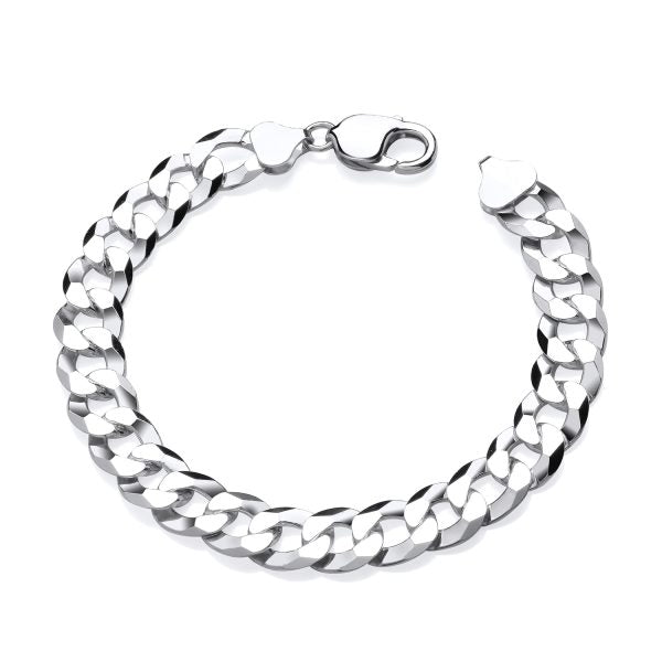 STERLING SILVER 11MM GENTS CURB BRACELET