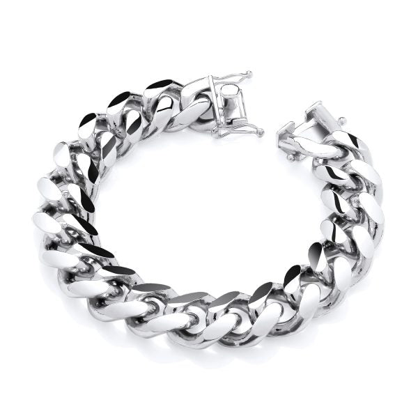STERLING SILVER 18.5MM GENTS CUBAN BRACELET