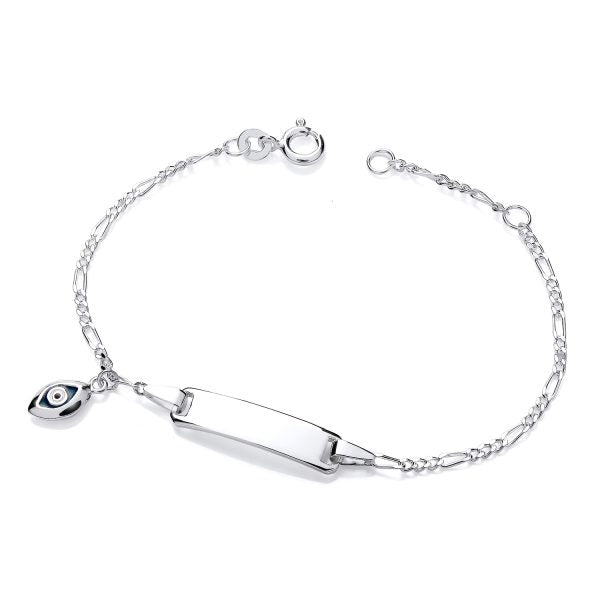 STERLING SILVER BABIES ID EVIL EYE BRACELET