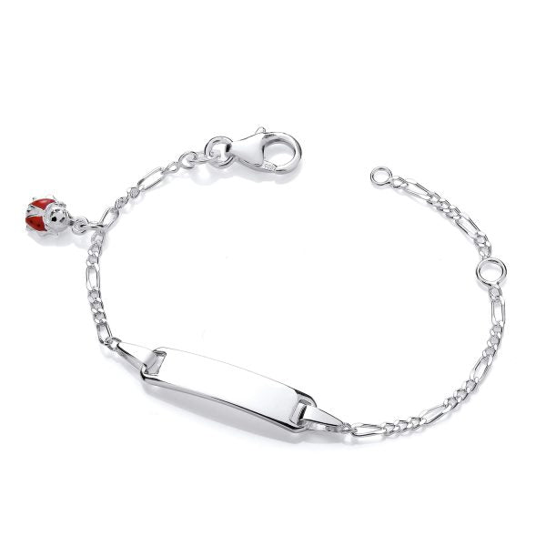 STERLING SILVER BABIES ID LADYBIRD CHARM BRACELET