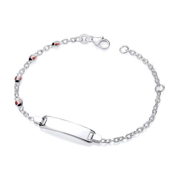 STERLING SILVER BABIES ID LADYBIRD BRACELET