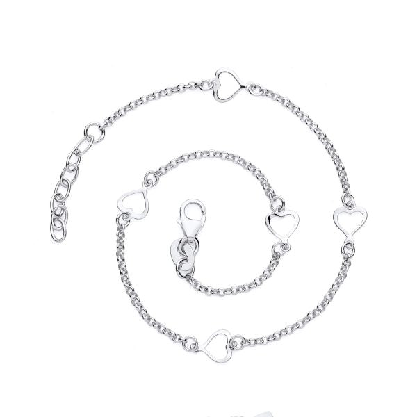 STERLING SILVER ROLO HEART ANKLET