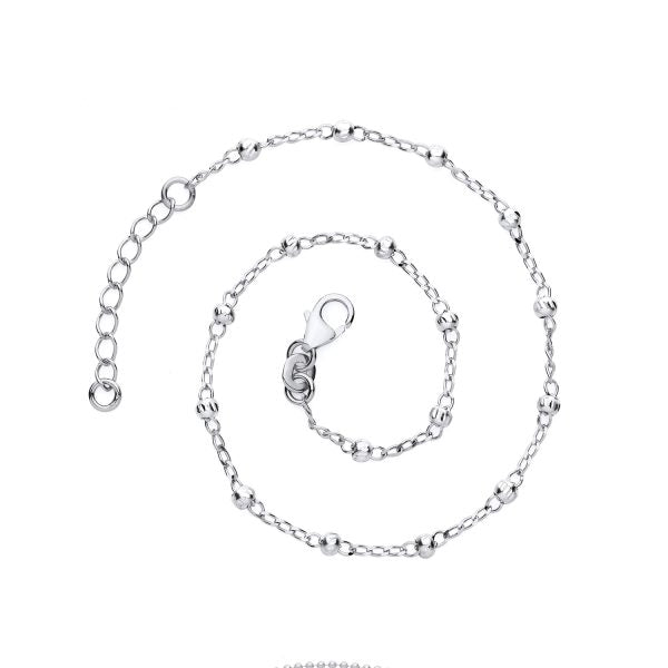 STERLING SILVER BEADED ROLO ANKLET