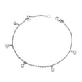 STERLING SILVER CZ ADJUSTABLE ANKLET – HEART TOGGLE