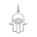 STERLING SILVER CZ HAND OF HAMSA PENDANT